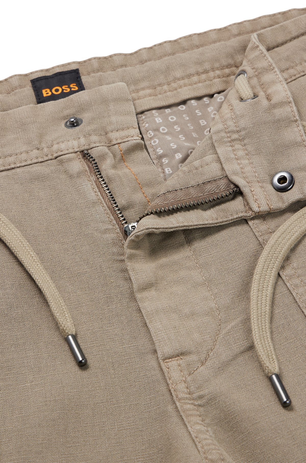 ring sikkerhed rørledning BOSS - Regular fit bukser i hør og bomuld