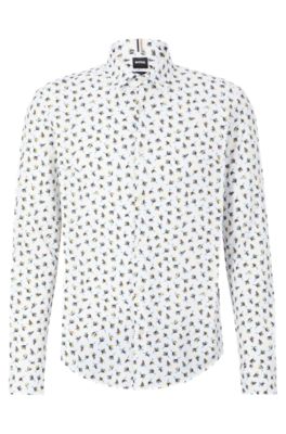 HUGO BOSS SLIM-FIT SHIRT IN PRINTED PERFORMANCE-STRETCH JERSEY