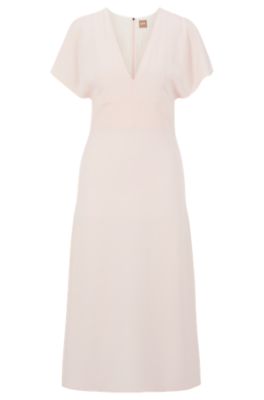 Hugo Boss Plain Below-knee Dress In Pink