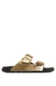 Gold-tone double-strap sandals with branded buckles, Gold