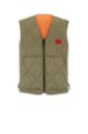 Water-repellent gilet with red logo label, Khaki