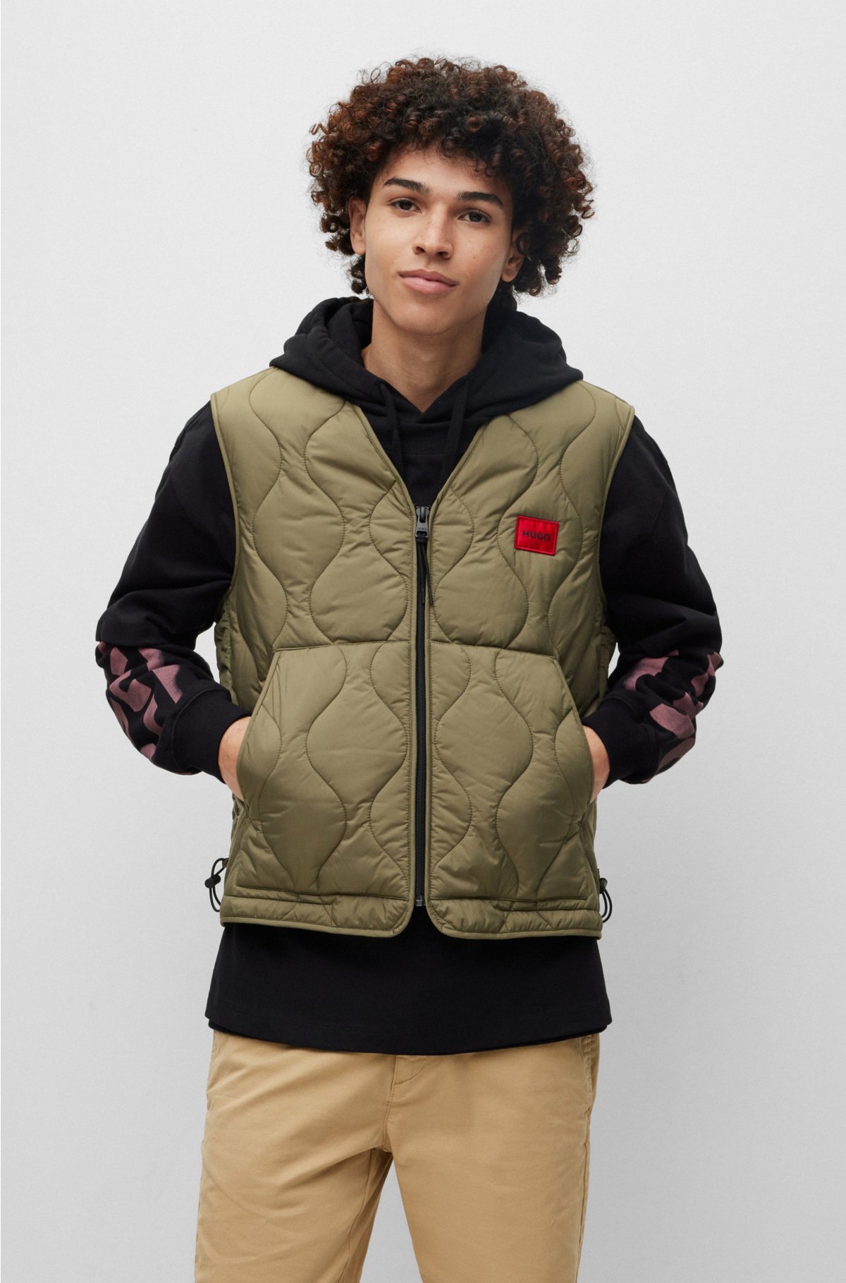 HUGO gilet red with label - logo Water-repellent