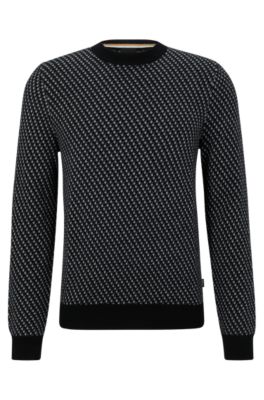 BOSS - Jacquard-pattern regular-fit sweater in virgin wool