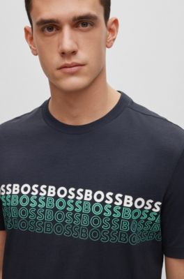 BOSS Crewneck Tshirt in cotton with multicolored logos