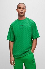 BOSS x AJBXNG relaxed-fit logo-print T-shirt with monogram jacquard, Green