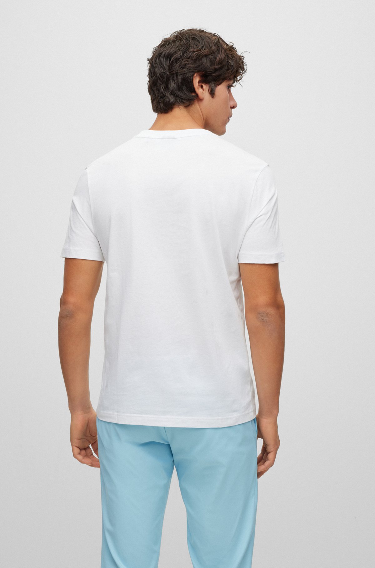 Crew-neck T-shirt in cotton jersey with logo print, White