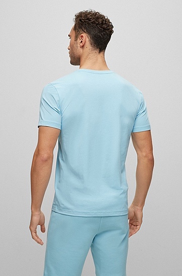 BOSS 博斯艺术圆形徽标弹力棉质 T 恤,  460_Open Blue