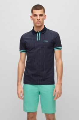 BOSS Stretchcotton slimfit polo shirt with dot print