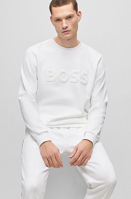 BOSS - Cotton-blend relaxed-fit sweatshirt with embossed logo