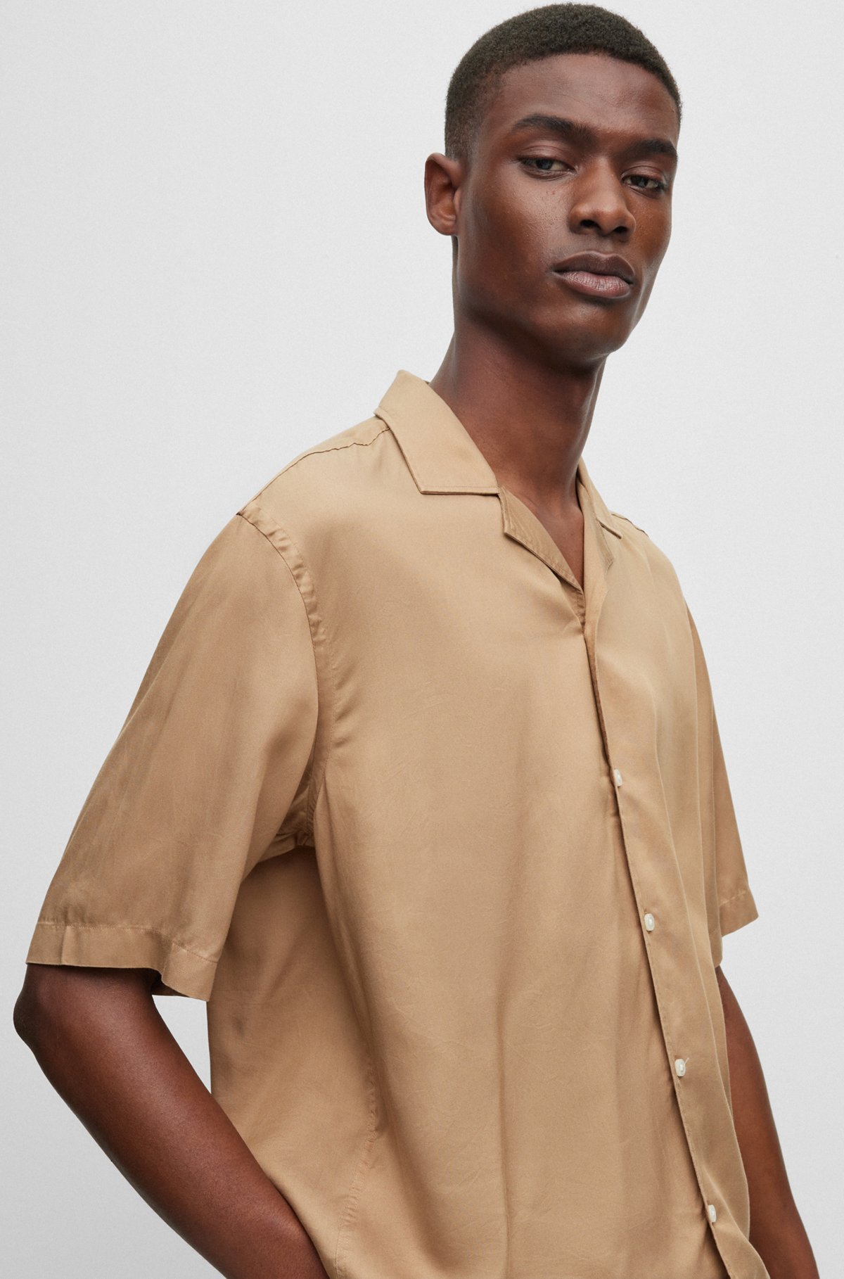 BOSS - レギュラーフィット ショートスリーブシャツ ワンピースカラー