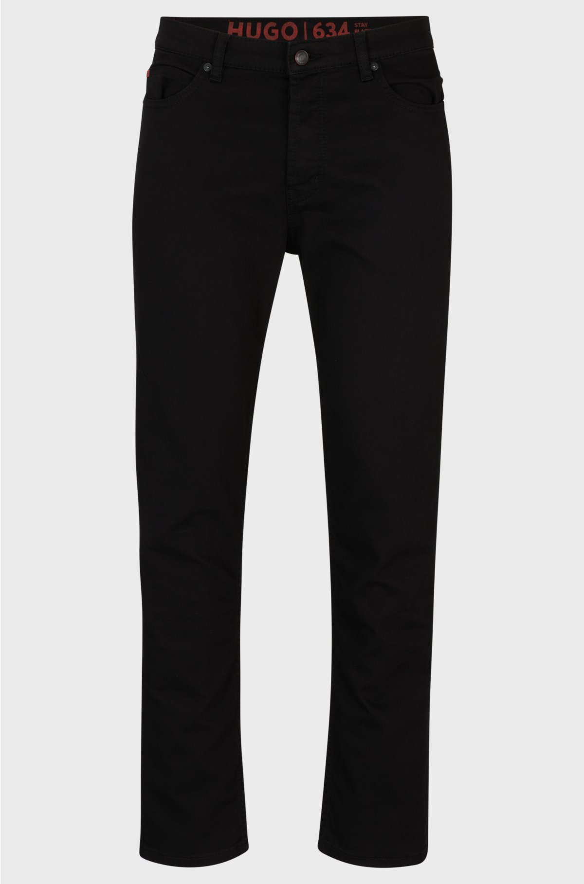 Tapered-fit jeans in black comfort-stretch denim, Black