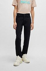 Tapered-fit jeans van zwart comfortabel stretchdenim, Zwart
