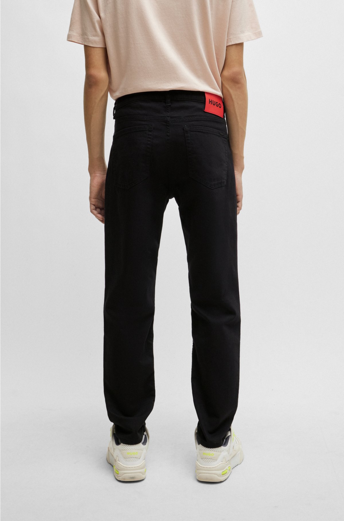 Tapered-fit jeans in black comfort-stretch denim, Black