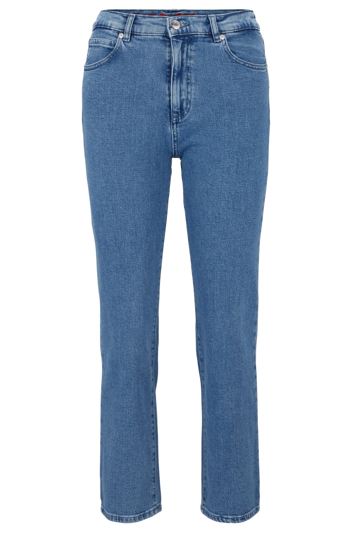 Regular-fit high-rise jeans in stretch denim, Blue