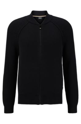 BOSS - Baseball-style cardigan in cotton and virgin wool