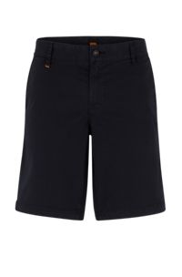 Slim-fit regular-rise shorts in stretch cotton, Black