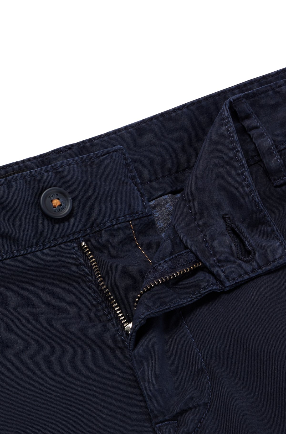 Shorts slim fit de tiro medio en algodón elástico, Azul oscuro