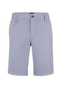 Slim-fit regular-rise shorts in stretch cotton, Light Purple