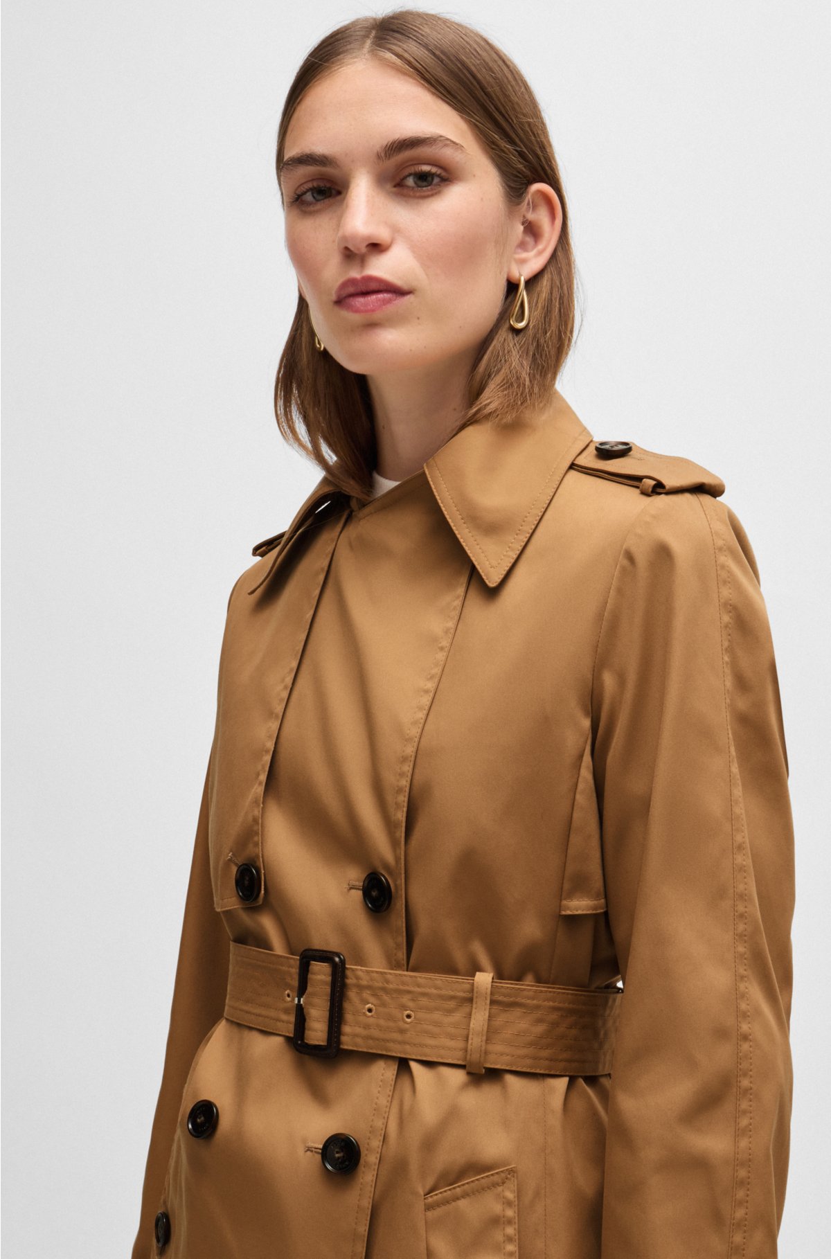 BOSS - Regular-fit trench coat with buckled belt