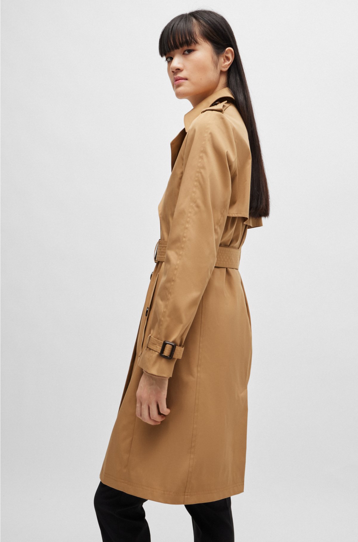 BOSS - Regular-fit trench coat with buckled belt
