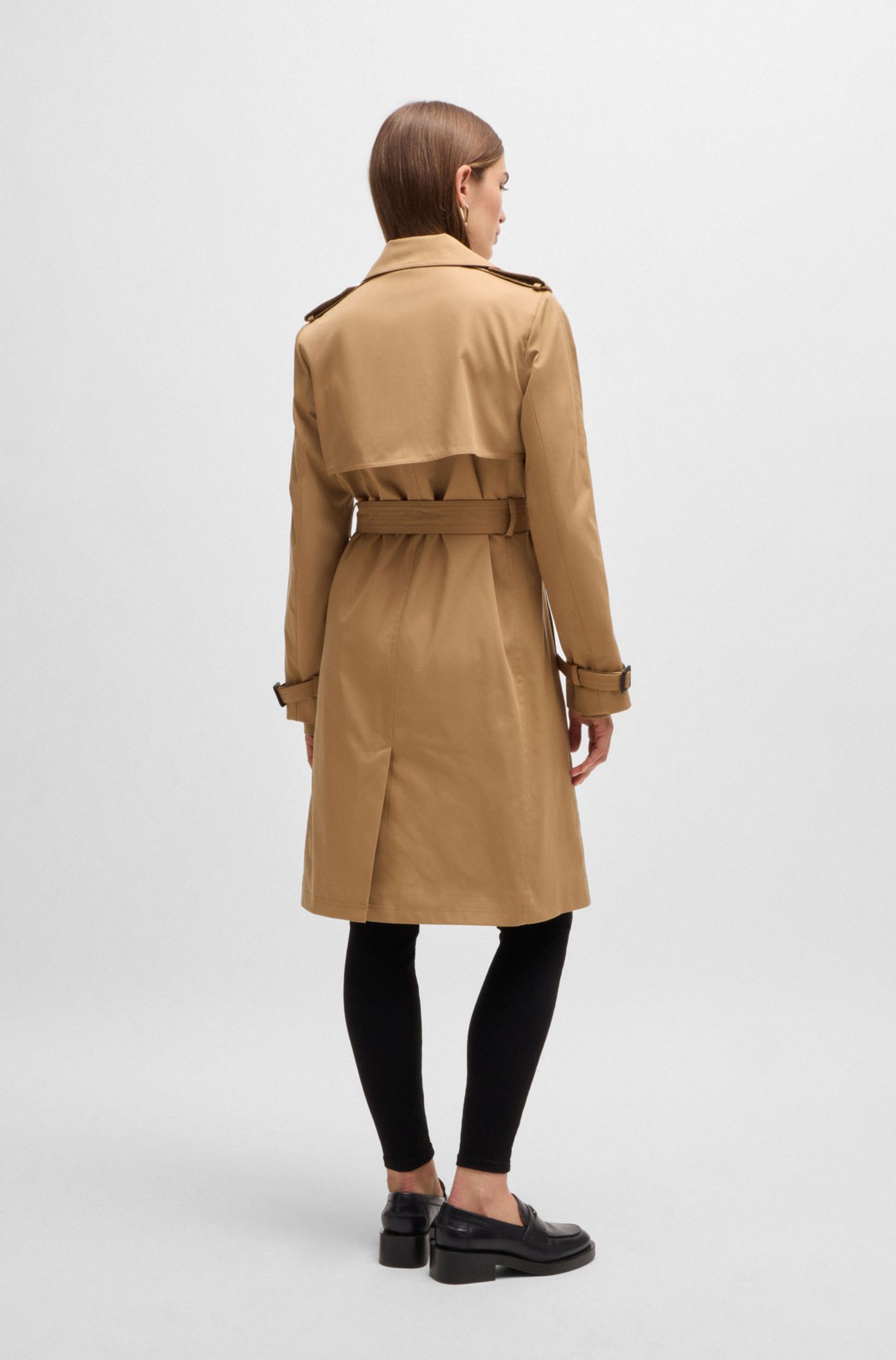 BOSS Regular fit trench coat with buckled belt