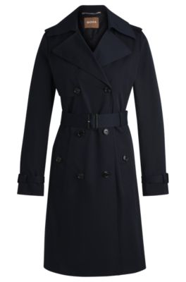 Hugo boss navy trench hot sale coat