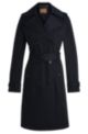 Zweireihiger Trenchcoat mit Gürtel, Dunkelblau