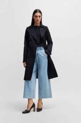 Double-breasted trench coat with buckled belt, Dark Blue