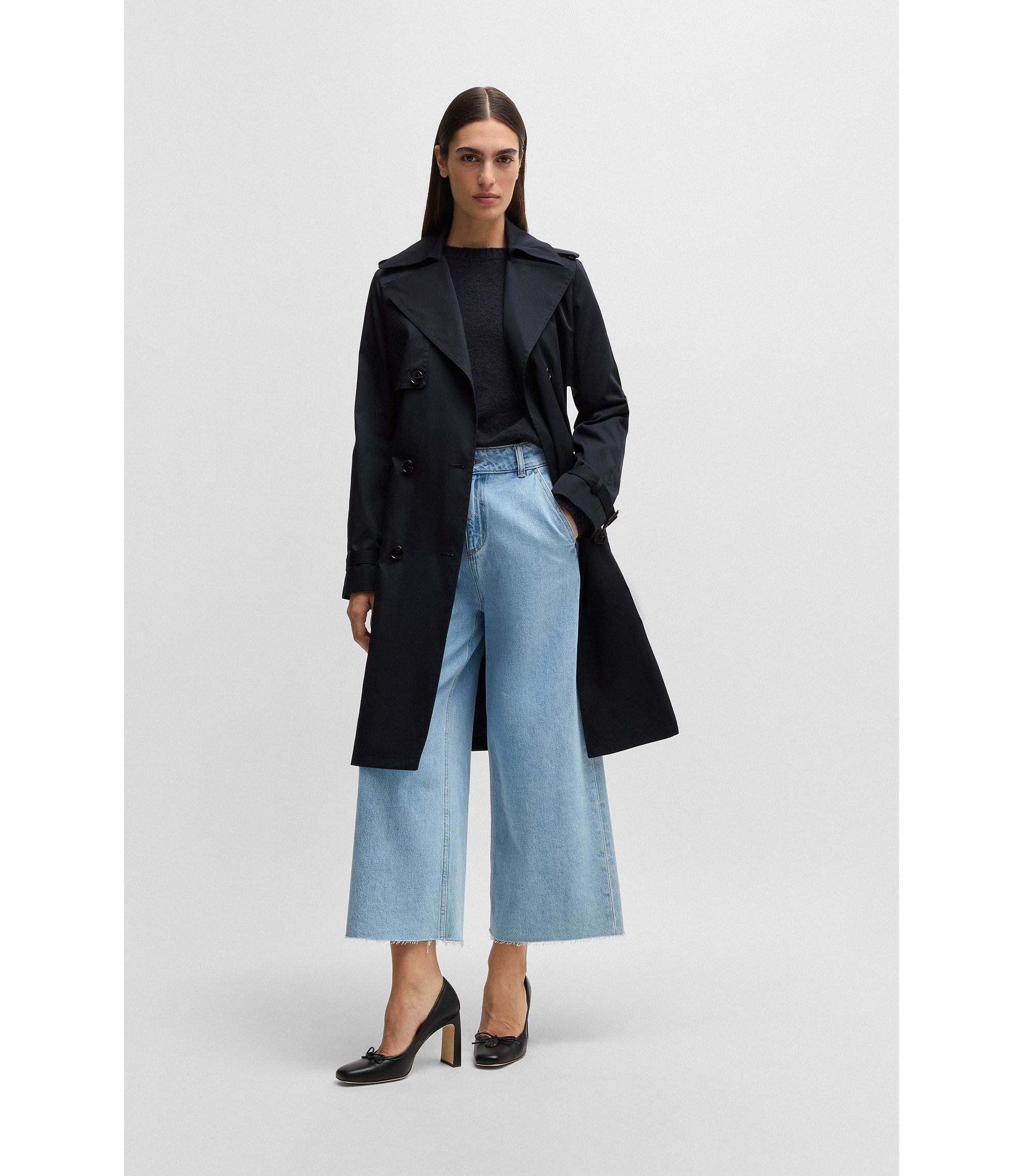 BOSS - ダブルブレスト トレンチコート バックル付きベルト BOSS - ダブルブレスト トレンチコート バックル付きベルト