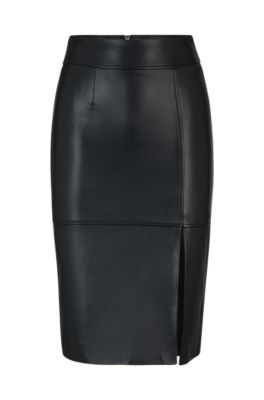 BOSS - Slim-fit pencil skirt in leather