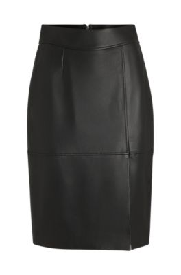 BOSS - Slim-fit pencil skirt in leather