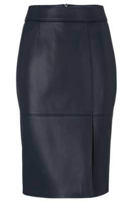 Hugo Boss Slim-fit Pencil Skirt In Grained Leather