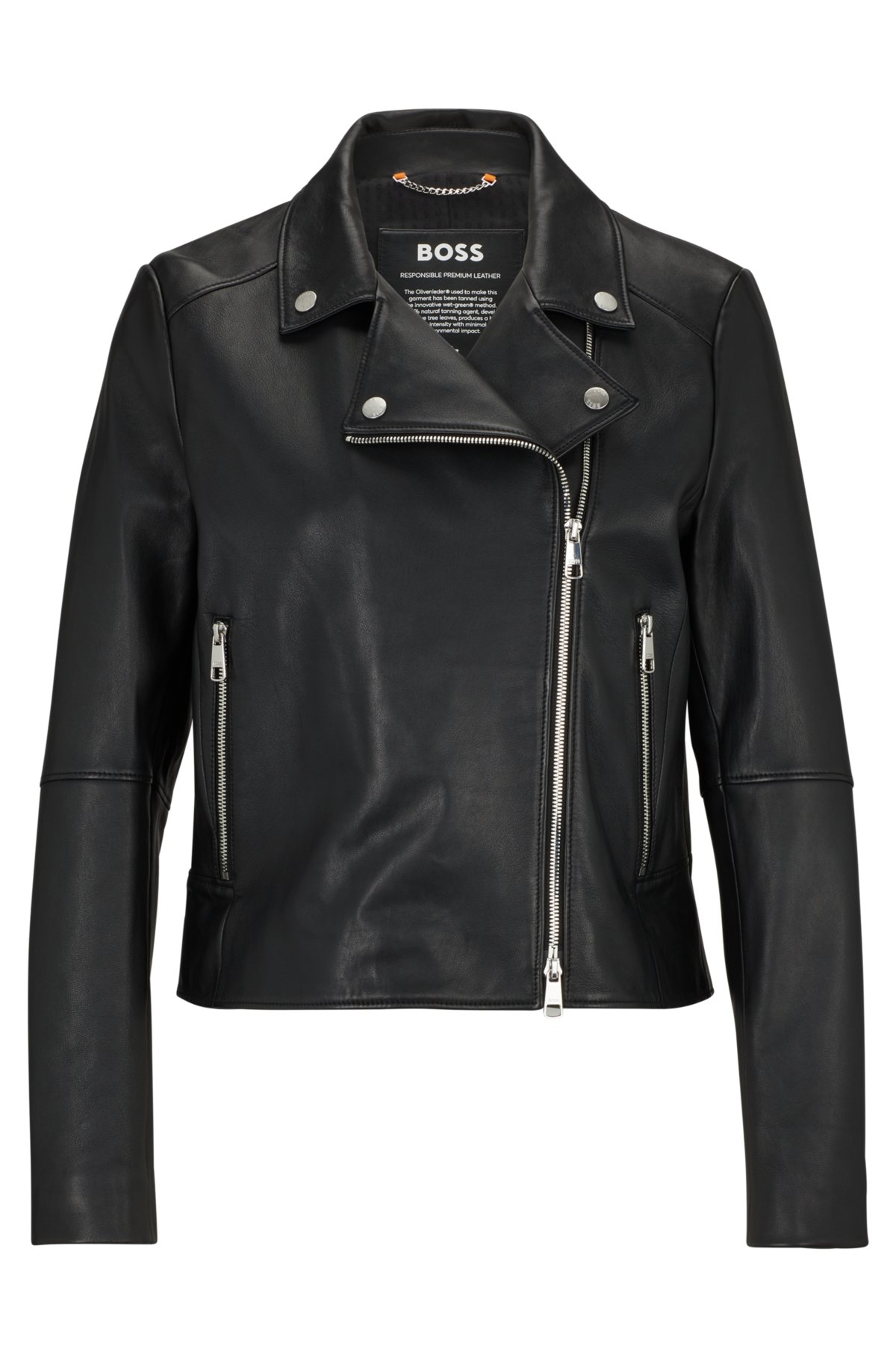 BOSS - Slim-fit jacket in naturally tanned leather