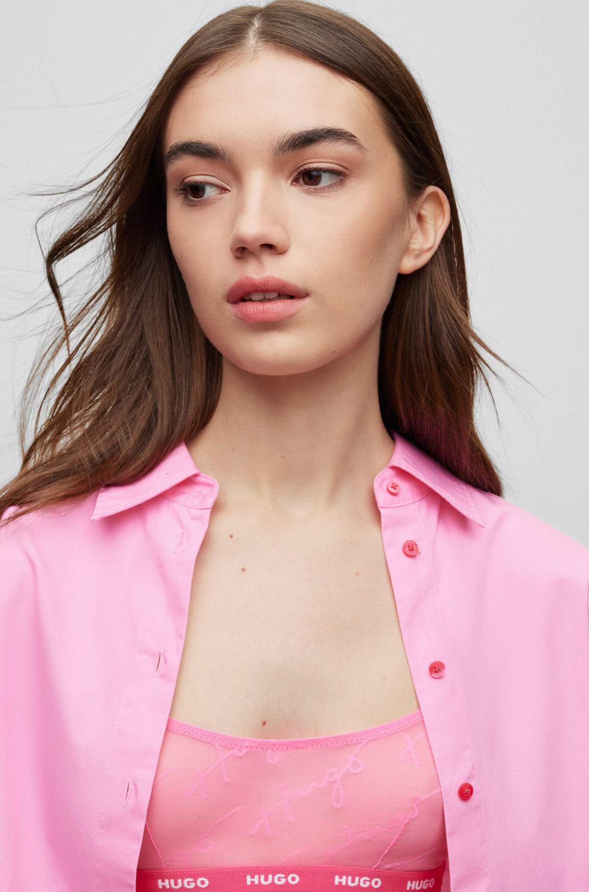 Oversized-fit blouse van biologische katoen, Pink