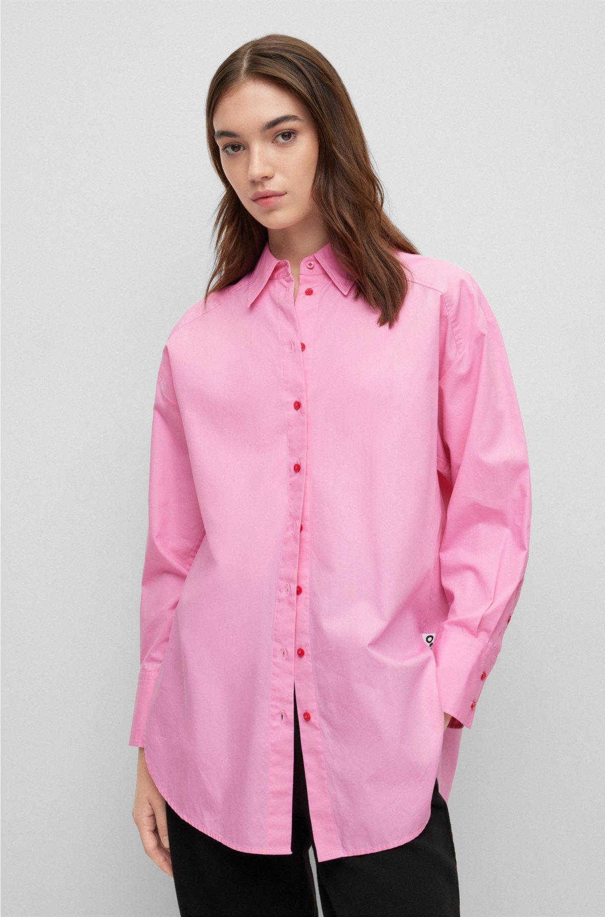 HUGO Oversized-fit blouse in cotton