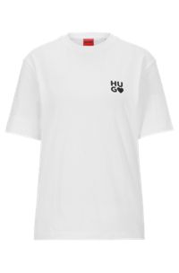 Cotton-jersey T-shirt with Valentine's Day logo artwork, White