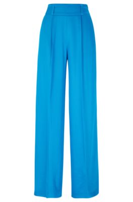 HUGO - Wide-leg relaxed-fit trousers with rear logo waistband