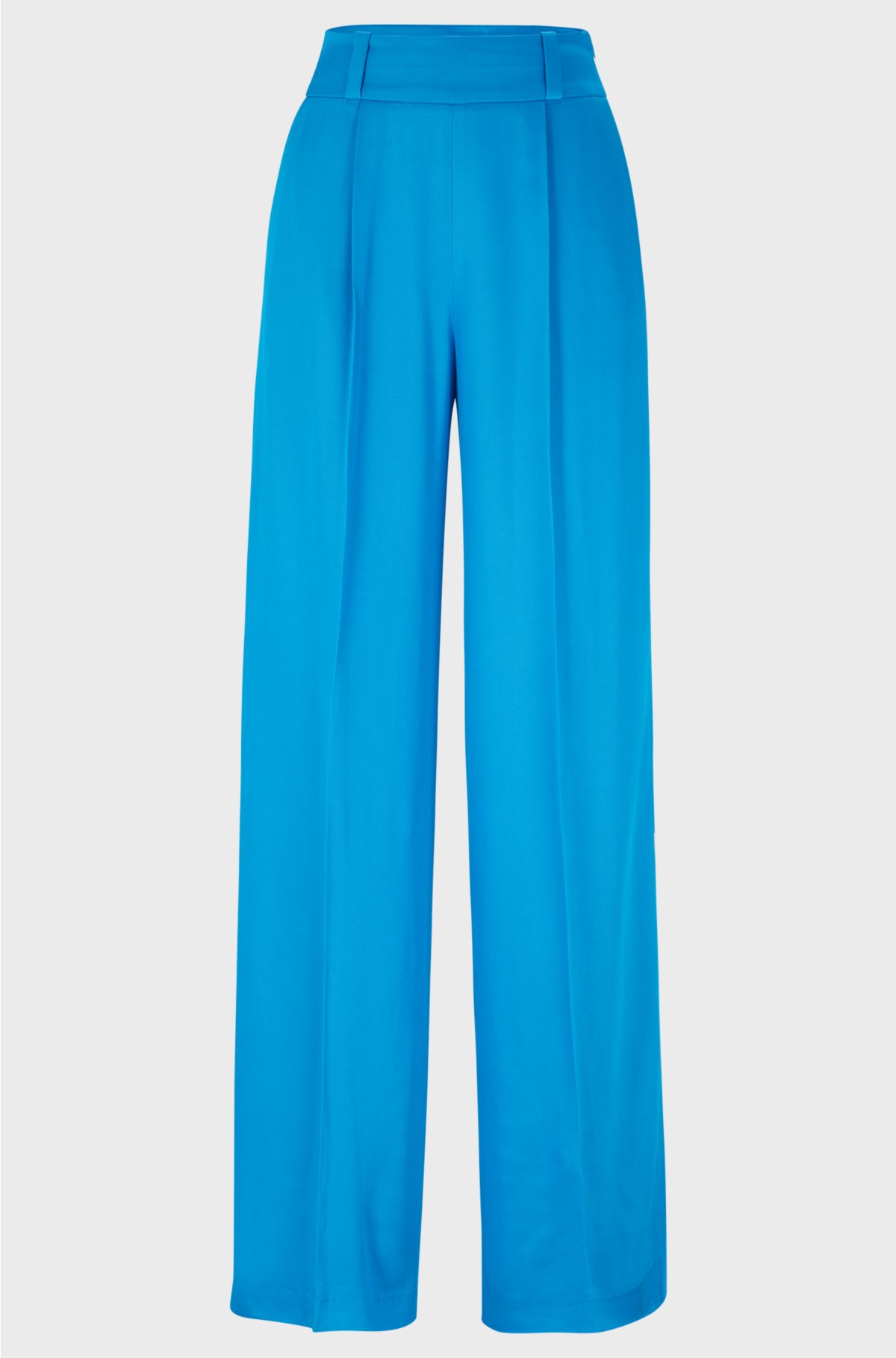 Wide-leg relaxed-fit trousers with rear logo waistband, Turquoise