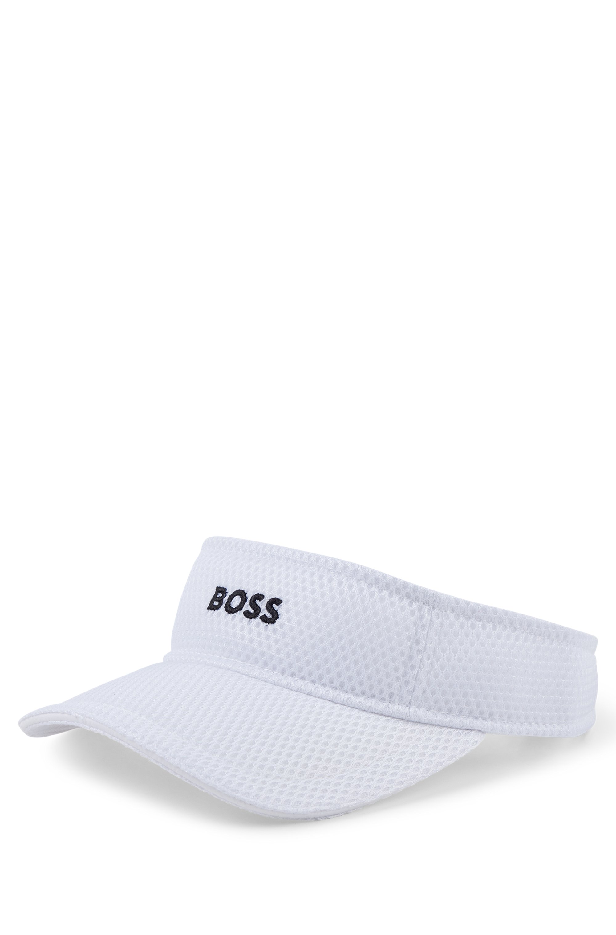Contrast-logo visor in mesh fabric with signature flag, White