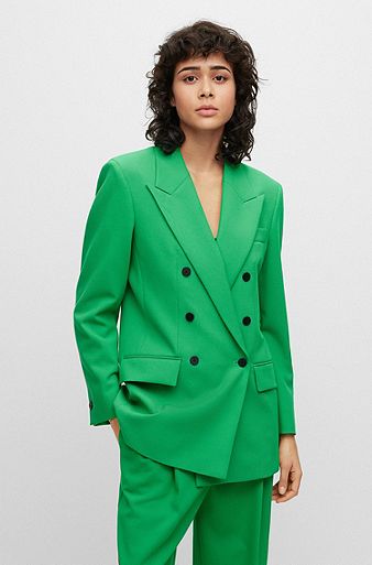 Relaxed-fit jacket with double-breasted closure, Green