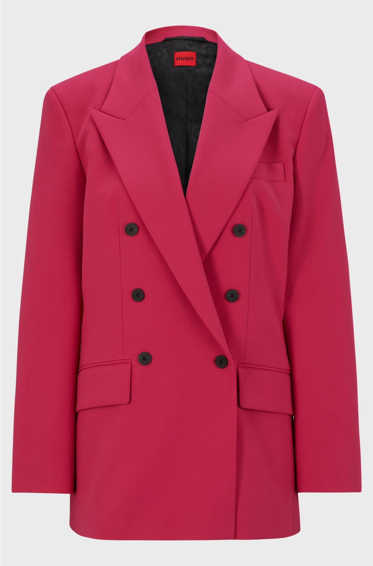 Relaxed-fit jacket with double-breasted closure, Dark pink