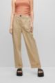 Relaxed-fit high-waisted chinos in stretch cotton, Beige