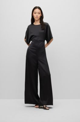 BOSS Shortsleeved slimfit jumpsuit in satin