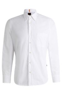 Camicia regular fit in popeline di cotone biologico, Bianco