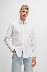 Regular-fit shirt in organic-cotton poplin, White