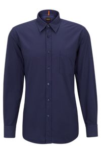 Regular-fit overhemd in popeline van biologische katoen, Blauw