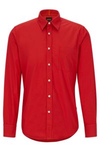 Regular-fit shirt in organic-cotton poplin, Red