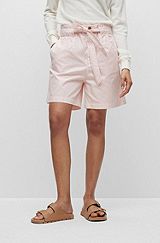 Relaxed-fit high-waisted shorts in cotton twill, light pink