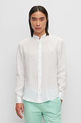 Hugo boss deals white linen shirt