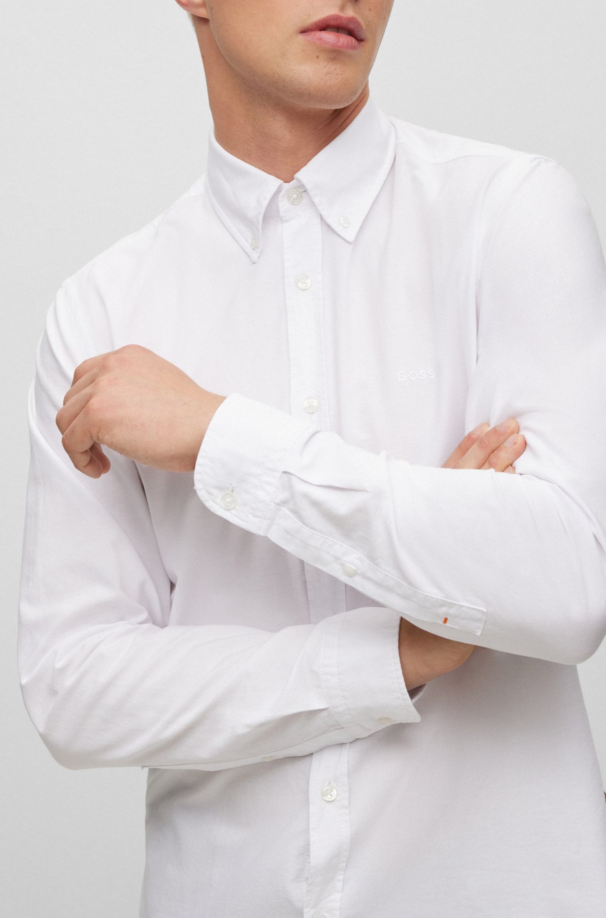 Regular-fit shirt in organic Oxford cotton, White